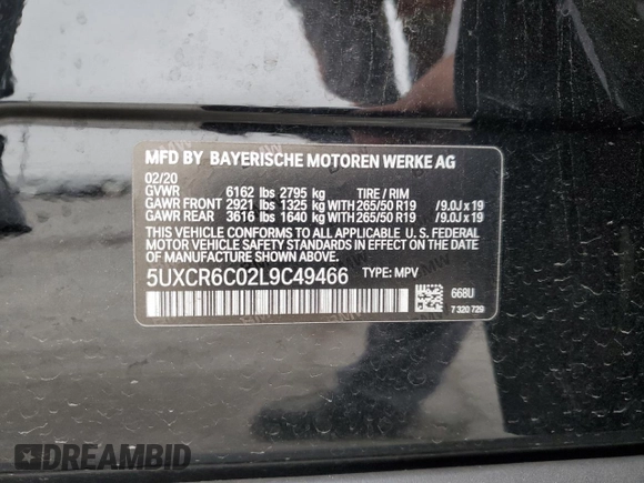 2020 BMW X5 xDrive40i z VIN 5UXCR6C02L9C49466, wystawiony jako Copart lot #56988425 z przebiegiem 60 558 mil mil oraz Szkoda całkowita • Salvage title. Historia ofert i sprzedaży dostępna na DreamBid. Obrazek 13.