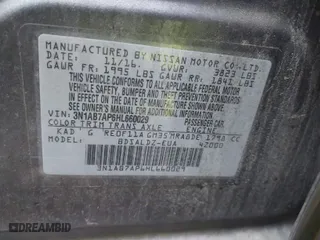 2017 Nissan Sentra SV with VIN 3N1AB7AP6HL660029, listed as a IAAI auction lot 41661980 with 126,838 mi miles. Bid and sale history available at carsss.com. Image 9.