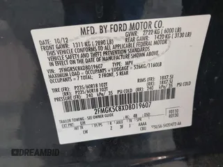 2013 Ford Flex SEL with VIN 2FMGK5C8XDBD19607, listed as a IAAI auction lot 41962211 with 212,654 mi miles. Bid and sale history available at carsss.com. Image 9.