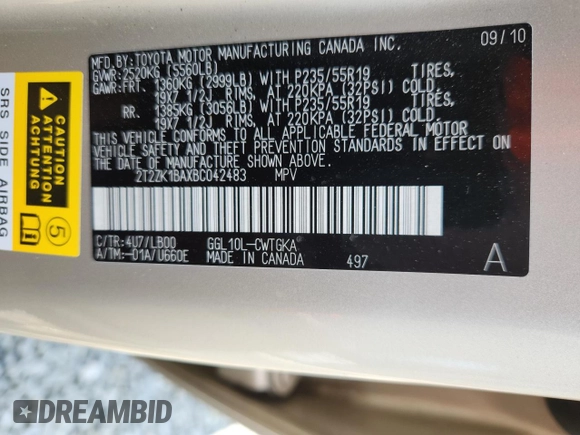 2011 Lexus RX 350 с VIN 2T2ZK1BAXBC042483, выставлен на аукционе Copart как лот 60616865 с пробегом 130 553 миль миль и Списание • Salvage title. История ставок и продаж доступна на DreamBid. Изображение 14.