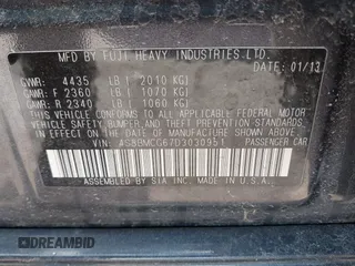 2013 Subaru Legacy Special Sports with VIN 4S3BMCG67D3030951, listed as a IAAI auction lot 41934624 with 136,762 mi miles and . Bid and sale history available at DreamBid. Image 9.