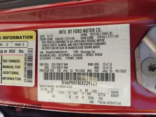 2014 Ford Fusion SE with VIN 3FA6P0H78ER239123, listed as a IAAI auction lot 42202797 with 167,086 mi miles and . Bid and sale history available at DreamBid. Image 9.