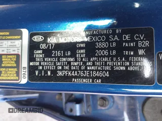 2018 Kia Forte LX with VIN 3KPFK4A76JE184604, listed as a IAAI auction lot 41965195 with 87,732 mi miles. Bid and sale history available at carsss.com. Image 9.