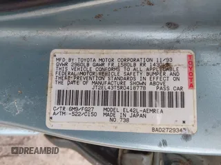 1994 Toyota Tercel DX z VIN JT2EL43T5R0418778, wystawiony jako IAAI lot #42269331 z przebiegiem 166 511 mil mil oraz . Historia ofert i sprzedaży dostępna na DreamBid. Obrazek 9.