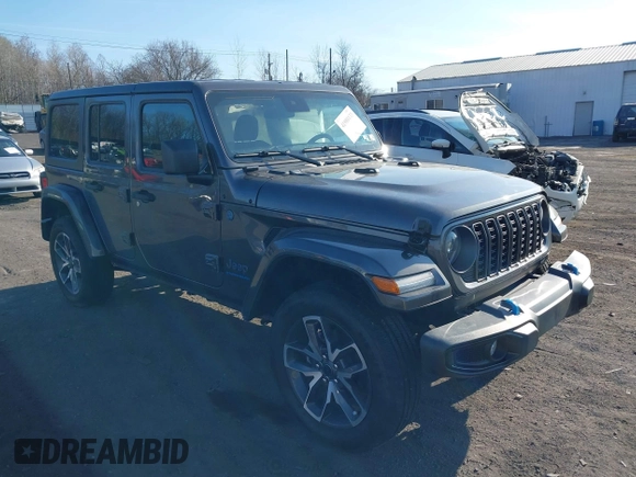 2024 Jeep Wrangler Willys z VIN 1C4RJXN60RW293872, wystawiony jako IAAI lot #41908133 z przebiegiem 850 mil mil oraz . Historia ofert i sprzedaży dostępna na DreamBid. Obrazek 1.