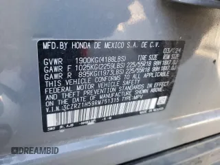 2024 Honda HR-V Sport with VIN 3CZRZ1H59RM751315, listed as a Copart auction lot 52126315 with 14,897 mi miles and Salvage title. Bid and sale history available at DreamBid. Image 15.