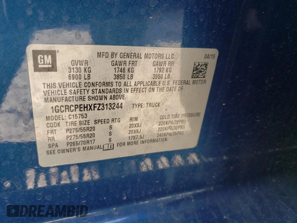 2015 Chevrolet Silverado 1500 LS with VIN 1GCRCPEHXFZ313244, listed as a Copart auction lot 54329875 with 106,154 mi miles and Salvage Title. Bid and sale history available at DreamBid. Image 13.