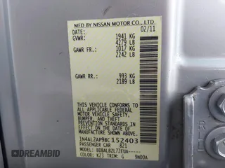 2011 Nissan Altima S with VIN 1N4AL2AP9BC152403, listed as a IAAI auction lot 42505092 with 172,725 mi miles and . Bid and sale history available at DreamBid. Image 9.