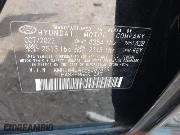 2023 Hyundai Sonata SEL z VIN KMHL64JA7PA282826, wystawiony jako IAAI lot #42327821 z przebiegiem 54 987 mil mil oraz . Historia ofert i sprzedaży dostępna na DreamBid. Obrazek 9.