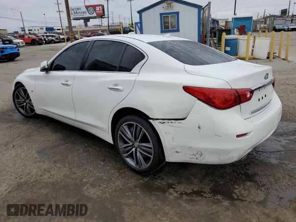 2015 Infiniti Q50 Sport with VIN JN1BV7AP4FM346670, listed as a Copart auction lot 54694985 with 76,347 mi miles and Salvage title. Bid and sale history available at DreamBid. Image 2.