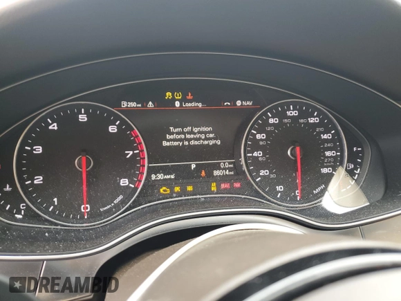 2015 Audi A7 Premium Plus with VIN WAUWGAFC2FN016867, listed as a Copart auction lot 57222335 with 86,014 mi miles and Salvage title. Bid and sale history available at DreamBid. Image 9.