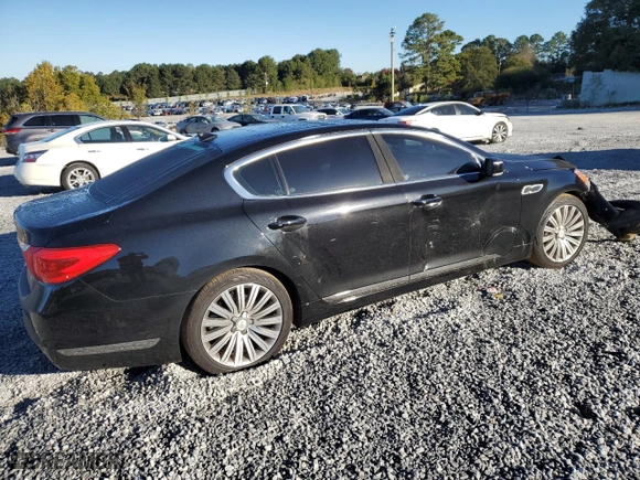 2015 Kia K900 Premium with VIN KNALU4D46F6027079, listed as a Copart auction lot 76315024 with 107,908 mi miles and Salvage Title. Bid and sale history available at carsss.com. Image 3.