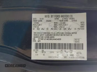 2008 Ford Explorer Eddie Bauer with VIN 1FMEU74E08UA43455, listed as a IAAI auction lot 42130280 with 98,199 mi miles. Bid and sale history available at carsss.com. Image 9.