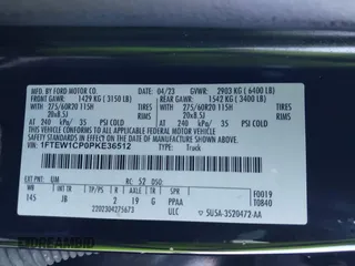 2023 Ford F-150 XL z VIN 1FTEW1CP0PKE36512, wystawiony jako IAAI lot #42260269 z przebiegiem 34 312 mil mil oraz . Historia ofert i sprzedaży dostępna na DreamBid. Obrazek 9.