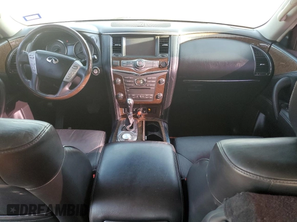 2015 Infiniti QX80 with VIN JN8AZ2NF4F9574399, listed as a Copart auction lot 59489634 with 0 mi miles and Salvage Title. Bid and sale history available at carsss.com. Image 8.