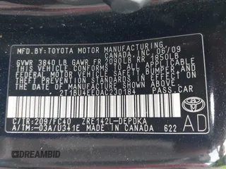 2010 Toyota Corolla with VIN 2T1BU4EE0AC230184, listed as a IAAI auction lot 41925411 with 77,722 mi miles. Bid and sale history available at carsss.com. Image 9.