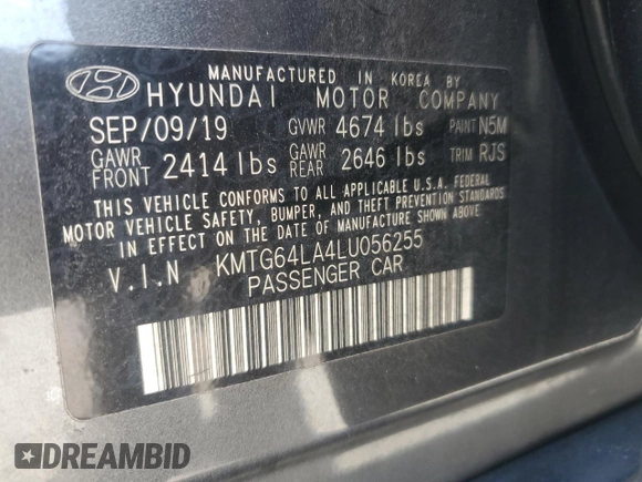 2020 Genesis G70 2.0T with VIN KMTG64LA4LU056255, listed as a Copart auction lot 49389505 with 71,720 mi miles and Non repairable. Bid and sale history available at DreamBid. Image 14.