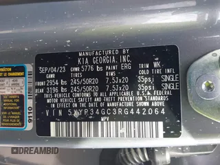 2024 Kia Telluride EX with VIN 5XYP34GC3RG442064, listed as a IAAI auction lot 41731887 with 35,835 mi miles and . Bid and sale history available at DreamBid. Image 9.
