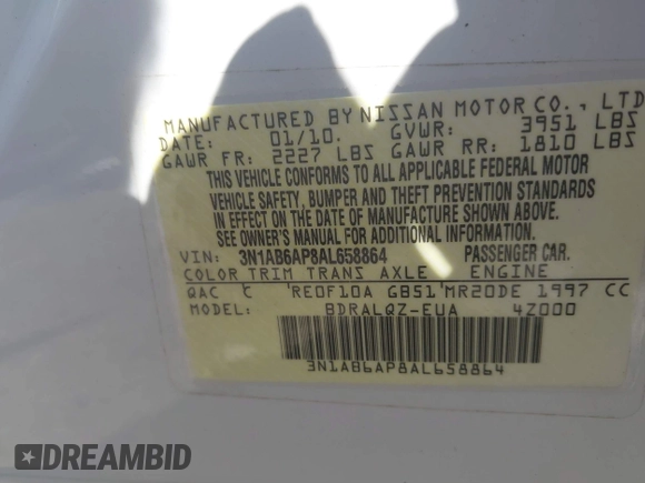2010 Nissan Sentra S with VIN 3N1AB6AP8AL658864, listed as a IAAI auction lot 42644006 with 106,437 mi miles and . Bid and sale history available at DreamBid. Image 9.