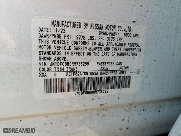 2024 Nissan ARIYA ENGAGE+ with VIN JN1DF0BB0RM735259, listed as a Copart auction lot 63447434 with 620 mi miles and Salvage Title. Bid and sale history available at carsss.com. Image 12.