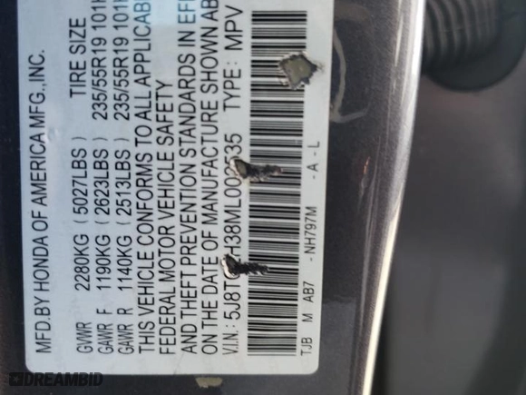 2021 Acura RDX with VIN 5J8TC2H38ML002535, listed as a Copart auction lot 60232244 with 92692 miles and Clean Title. Bid and sale history available at carsss.com. Image 13.