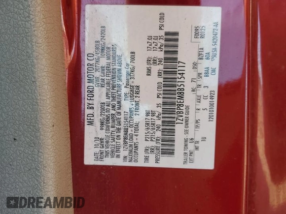 2011 Ford Mustang V6 with VIN 1ZVBP8EM8B5154117, listed as a Copart auction lot 45344255 with 137,343 mi miles and Salvage title. Bid and sale history available at DreamBid. Image 12.