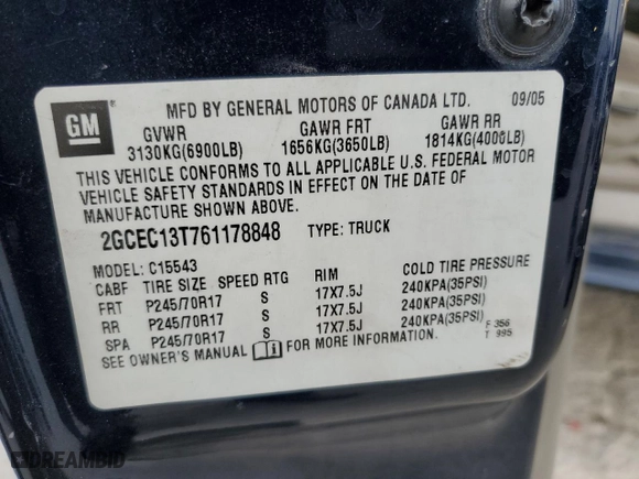 2006 Chevrolet Silverado 1500 LT1 with VIN 2GCEC13T761178848, listed as a Copart auction lot 42524865 with 223,624 mi miles and Salvage Title. Bid and sale history available at carsss.com. Image 12.