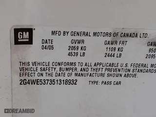 2005 Buick LaCrosse CXS with VIN 2G4WE537351318932, listed as a IAAI auction lot 41614057 with 62,958 mi miles. Bid and sale history available at carsss.com. Image 9.