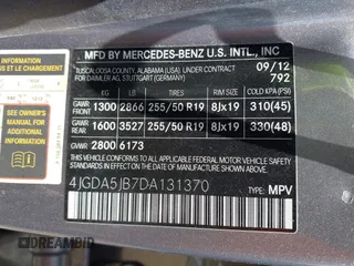 2013 Mercedes-Benz M 350 with VIN 4JGDA5JB7DA131370, listed as a IAAI auction lot 42210940 with 141,164 mi miles and . Bid and sale history available at DreamBid. Image 9.