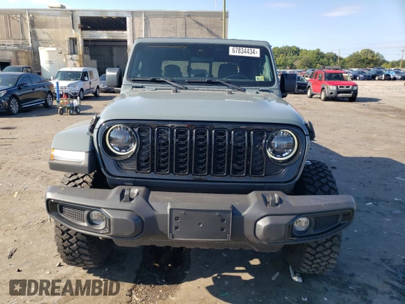 2024 Jeep Gladiator Sport z VIN 1C6HJTAG0RL117318, wystawiony jako Copart lot #67834434 z przebiegiem 2 331 mil mil oraz Szkoda całkowita • Salvage title. Historia ofert i sprzedaży dostępna na DreamBid. Obrazek 5.