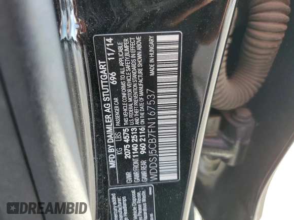 2015 Mercedes-Benz CLA 45 AMG with VIN WDDSJ5CB7FN167537, listed as a Copart auction lot 84003464 with 44,634 mi miles and Salvage Title. Bid and sale history available at DreamBid. Image 12.