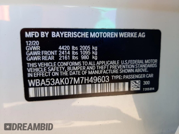 2021 BMW 2 Series 228i with VIN WBA53AK07M7H49603, listed as a Copart auction lot 59159812 with 22,174 mi miles. Bid and sale history available at carsss.com. Image 10.
