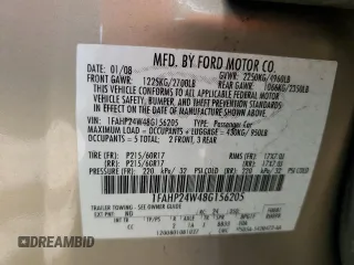 2008 Ford Taurus SEL with VIN 1FAHP24W48G156205, listed as a Copart auction lot 54774345 with 108,352 mi miles and Salvage Title. Bid and sale history available at carsss.com. Image 12.