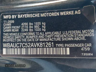 2010 BMW 1 Series 135i with VIN WBAUC7C52AVK81261, listed as a IAAI auction lot 41344077 with 110,745 mi miles and . Bid and sale history available at carsss.com. Image 9.