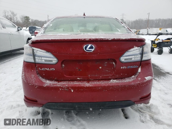 2010 Lexus HS 250h with VIN JTHBB1BA0A2034488, listed as a Copart auction lot 41578945 with 213,895 mi miles and Salvage Title. Bid and sale history available at DreamBid. Image 6.