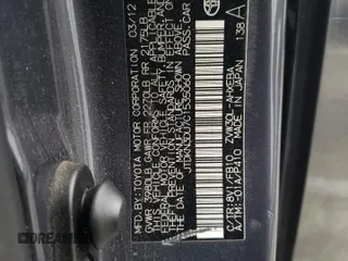 2012 Toyota Prius One with VIN JTDKN3DU7C1535060, listed as a Copart auction lot 55855035 with Not Provided miles and Clean Title. Bid and sale history available at DreamBid. Image 12.