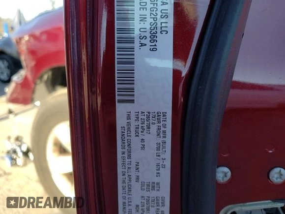 2023 Ram 1500 Tradesman with VIN 1C6RR6FG2PS536619, listed as a Copart auction lot 42996494 with 7,664 mi miles and Salvage title. Bid and sale history available at DreamBid. Image 13.
