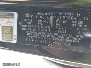 2019 Kia Sedona EX with VIN KNDMC5C10K6550258, listed as a IAAI auction lot 41366579 with 118,937 mi miles. Bid and sale history available at carsss.com. Image 9.