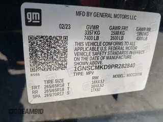 2023 Chevrolet Tahoe LS z VIN 1GNSCMKD9PR282840, wystawiony jako IAAI lot #41904280 z przebiegiem 73 298 mil mil oraz . Historia ofert i sprzedaży dostępna na DreamBid. Obrazek 9.