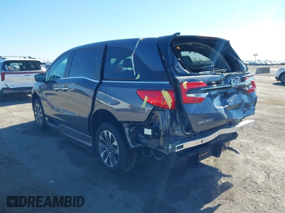 2024 Honda Odyssey EX-L with VIN 5FNRL6H63RB037259, listed as a IAAI auction lot 41665850 with 2,710 mi miles and . Bid and sale history available at DreamBid. Image 3.