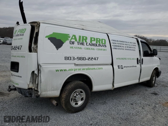 2012 Chevrolet Express Cargo with VIN 1GCZGUCG6C1192848, listed as a Copart auction lot 42388714 with Not Provided miles and Salvage Title. Bid and sale history available at DreamBid. Image 3.