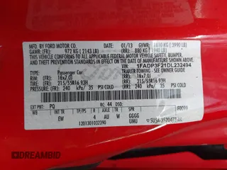 2013 Ford Focus SE with VIN 1FADP3F21DL232494, listed as a IAAI auction lot 41730475 with 117,634 mi miles and . Bid and sale history available at DreamBid. Image 9.