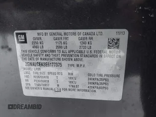 2014 Chevrolet Equinox LT with VIN 2GNALCEK8E6177375, listed as a IAAI auction lot 41364951 with 112,388 mi miles. Bid and sale history available at carsss.com. Image 9.