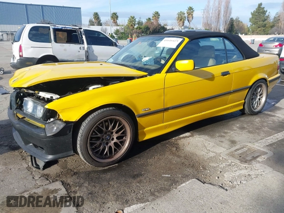1997 BMW 3-Series 328IC with VIN WBABK8323VET99797, listed as a IAAI auction lot 41616423 with 177,621 mi miles. Bid and sale history available at carsss.com. Image 19.
