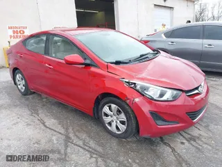 2016 Hyundai Elantra SE with VIN KMHDH4AEXGU650223, listed as a IAAI auction lot 41889561 with 107,533 mi miles. Bid and sale history available at carsss.com. Image 1.