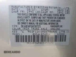 2017 Nissan Sentra S with VIN 3N1AB7APXHY397370, listed as a Copart auction lot 63914225 with 72,325 mi miles and Salvage title. Bid and sale history available at DreamBid. Image 13.