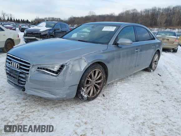 2012 Audi A8 with VIN WAURVAFD8CN017206, listed as a IAAI auction lot 41626707 with 138,922 mi miles and . Bid and sale history available at DreamBid. Image 17.