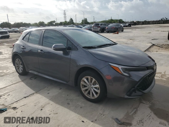 2025 Toyota Corolla Hatchback SE with VIN JTND4MBEXS3233984, listed as a Copart auction lot 73129614 with 4,581 mi miles and Salvage Title. Bid and sale history available at carsss.com. Image 4.