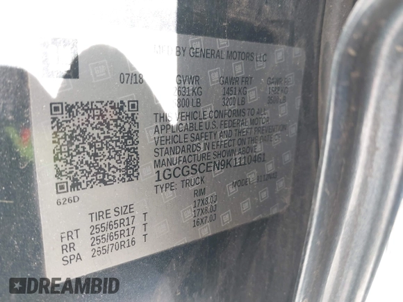2019 Chevrolet Colorado 2WD LT with VIN 1GCGSCEN9K1110461, listed as a IAAI auction lot 42235068 with 113,953 mi miles and . Bid and sale history available at DreamBid. Image 9.