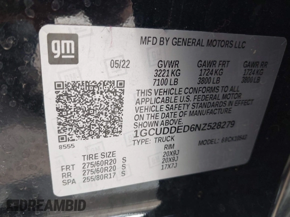 2022 Chevrolet Silverado 1500 LT with VIN 1GCUDDED6NZ528279, listed as a IAAI auction lot 41824524 with 40,821 mi miles and . Bid and sale history available at DreamBid. Image 9.